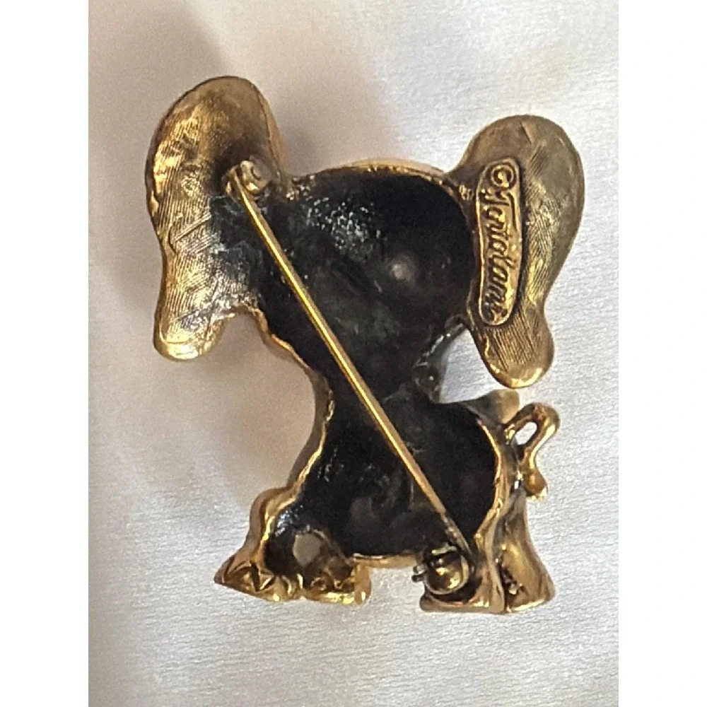 Vintage JJ Jonette Jewelry Gold Tone Elephant Brooch Pin Whimsical Animal
